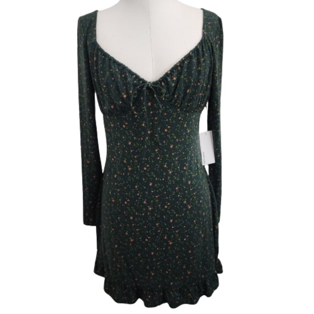 Reformation Anjeline Green Floral LS Bodycon Mini Dress - Picture 3 of 10